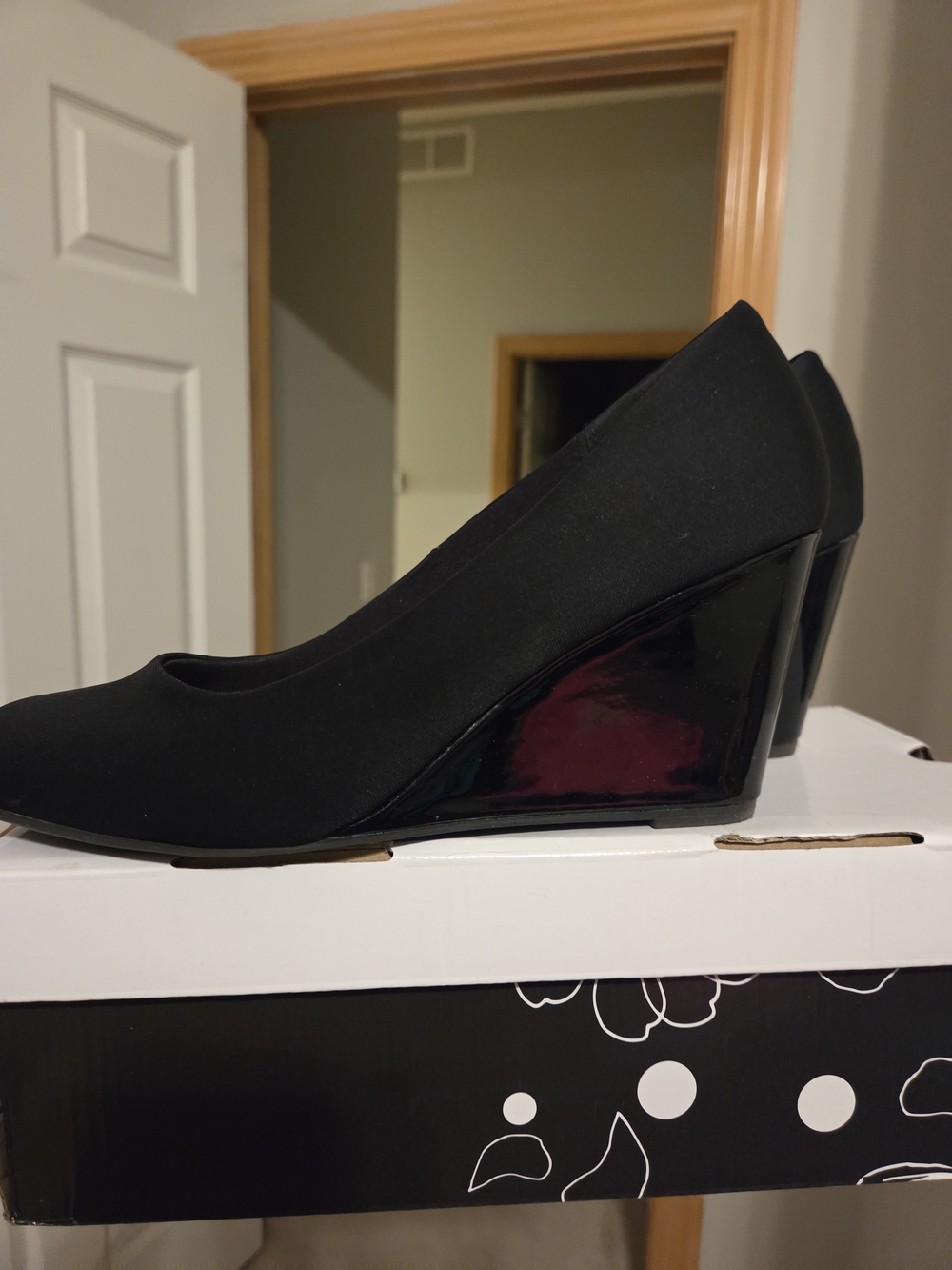 East 5th Black Wedge Heels